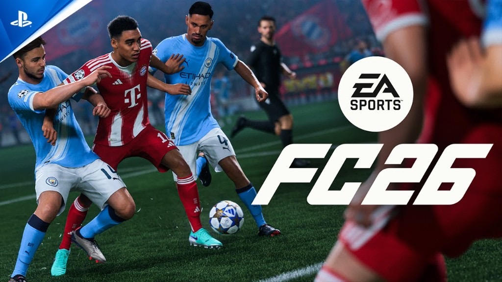 EA Sports FC 26 — a floodlit football stadium